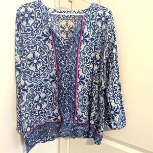 Lilly Pulitzer Long Sleeve medallion print cotton top